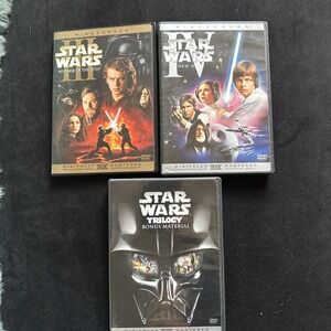 VTG Lot Of 3 Star Wars DVDs New Hope + Revenge Of The Sith + Bonus DVD